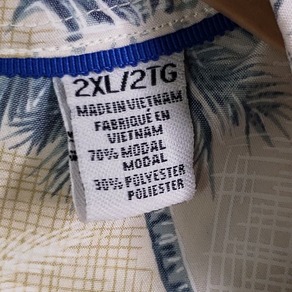 Marti Kat Men's 2XL Palm Trees and Pineapples Print Hawaiian Shirt, Cream Modal - Picture 7 of 7